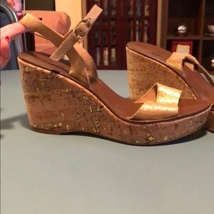 J Crew Gold Wedges size 7